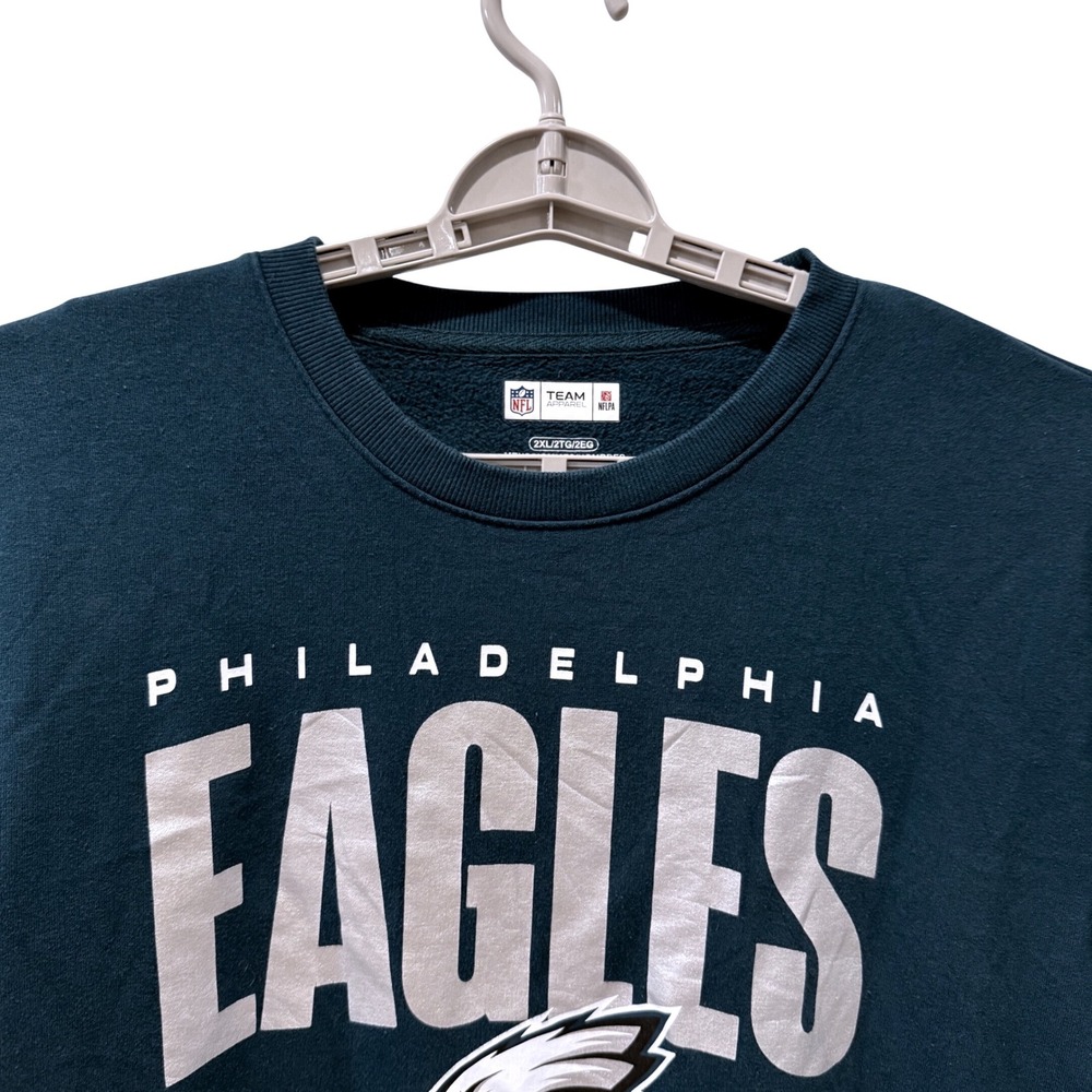 NFL Team Apparel Philadelphia Eagles Sweatshirt Green Silver Graphic Mens 2XL